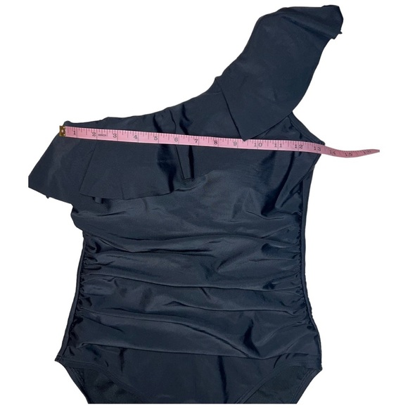 Hilor One Piece Swimsuit One Shoulder Asymmetric Ruffle Monokini Size 6 - Picture 6 of 10